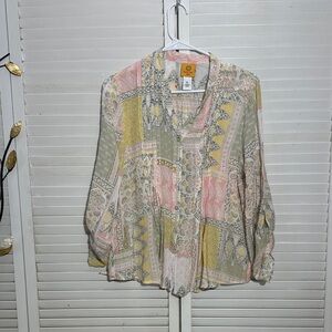 Johnny Was Multicolor Patchwork Blouse